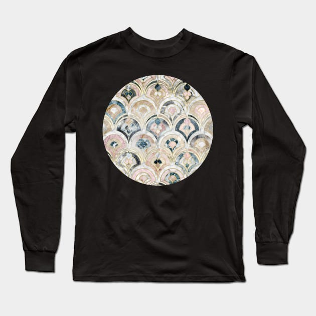 Art Deco Marble Tiles in Soft Pastels Long Sleeve T-Shirt by micklyn